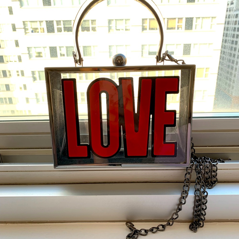 Clear Crossbody Bag With Red “LOVE” On Front